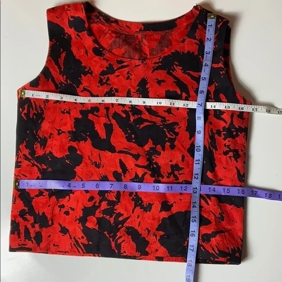90s 2 piece skirt & tank top set red black pencil skirt matching boxy tank top - Picture 11 of 12